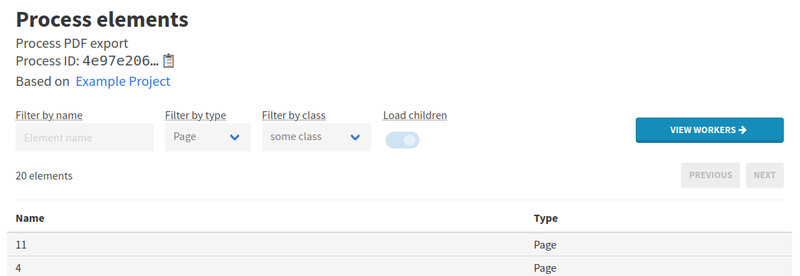 Process elements with classification filter