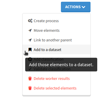 Add to dataset in selection menu