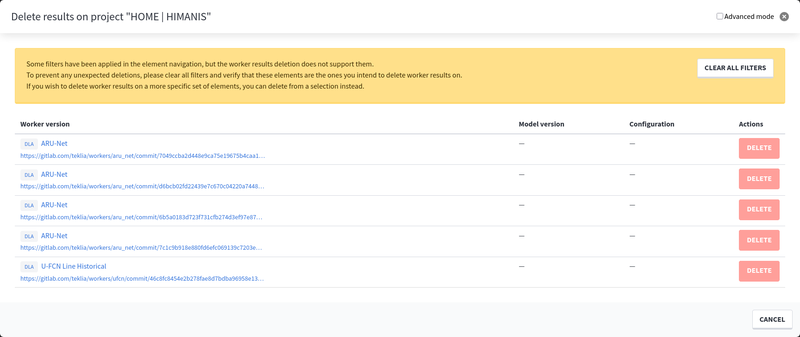 Warning on worker results deletion